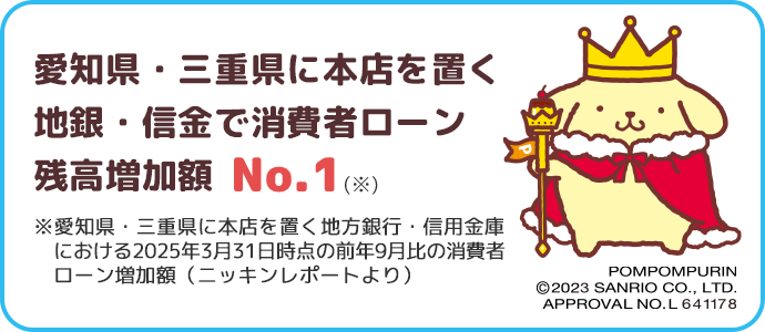 愛知県・三重県に本店を置く地銀・信金で消費者ローン残高増加額 No.1